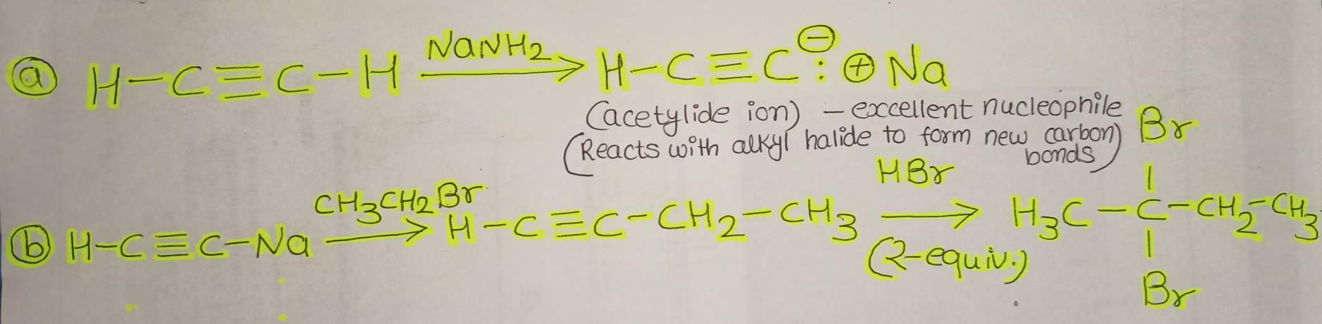 in each reaction box, place the best reagent and conditions from the list below. alkyne