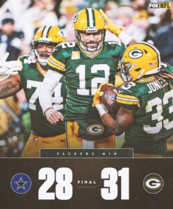 Dallas Cowboys was handed a 31-28 bitter defeat by the Packers