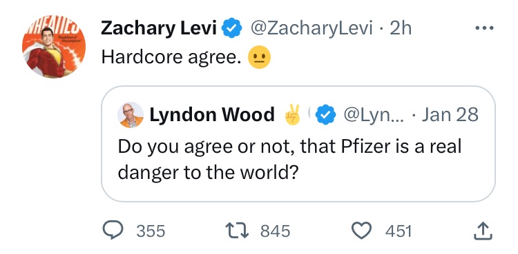 Zachary Levi's controversial tweet