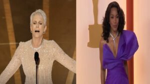 Jamie Lee Curtis' 2023 Oscar victory is met with a reaction from Angela Bassett