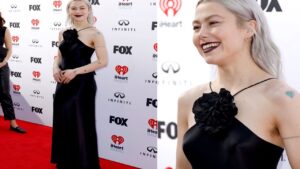Phoebe Bridgers appeared in stunning black attire at The iHeartRadio Awards red carpet